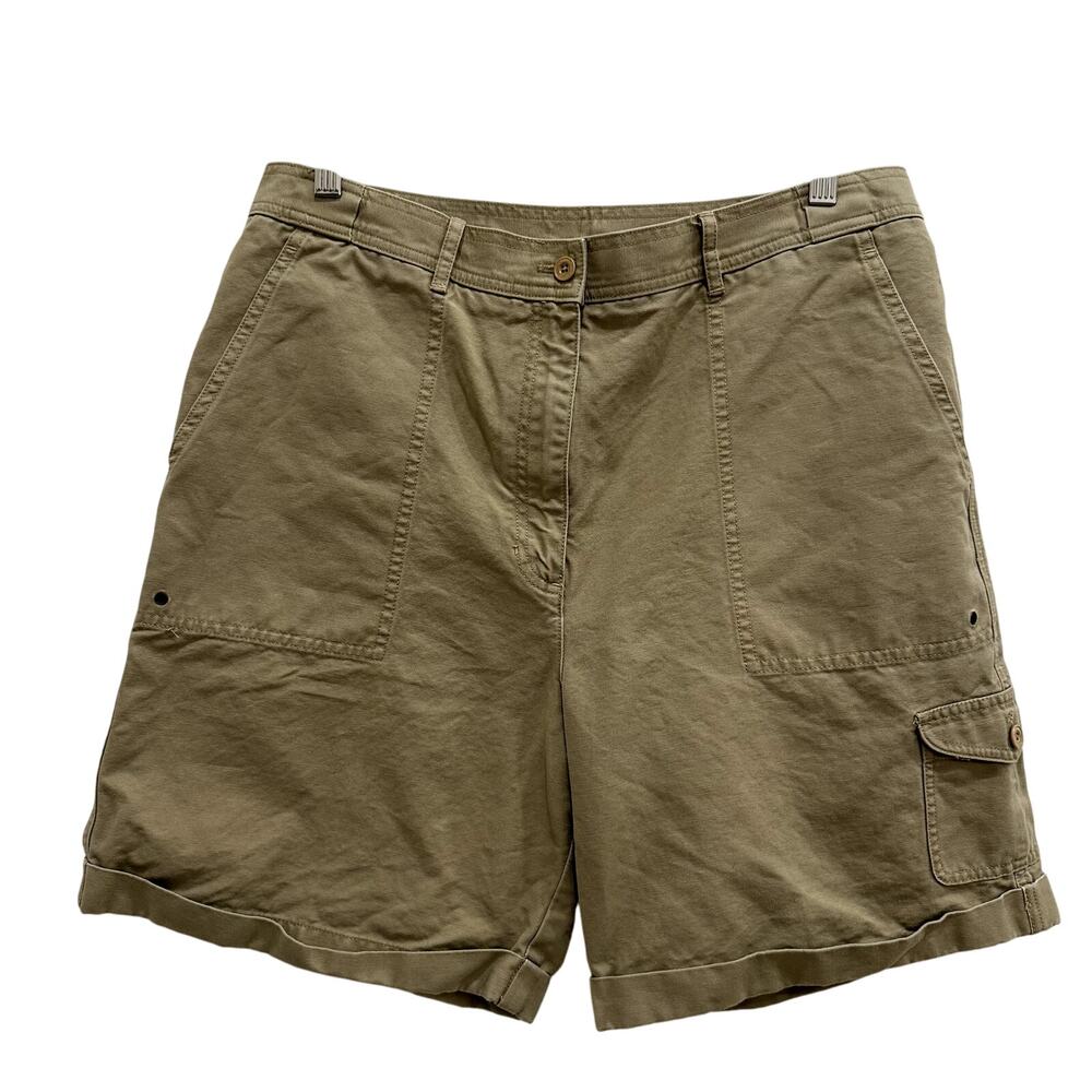 Ralph Lauren Safari Womens Sz 14 Beige Cotton Y2K Utility Cargo Shorts VTG